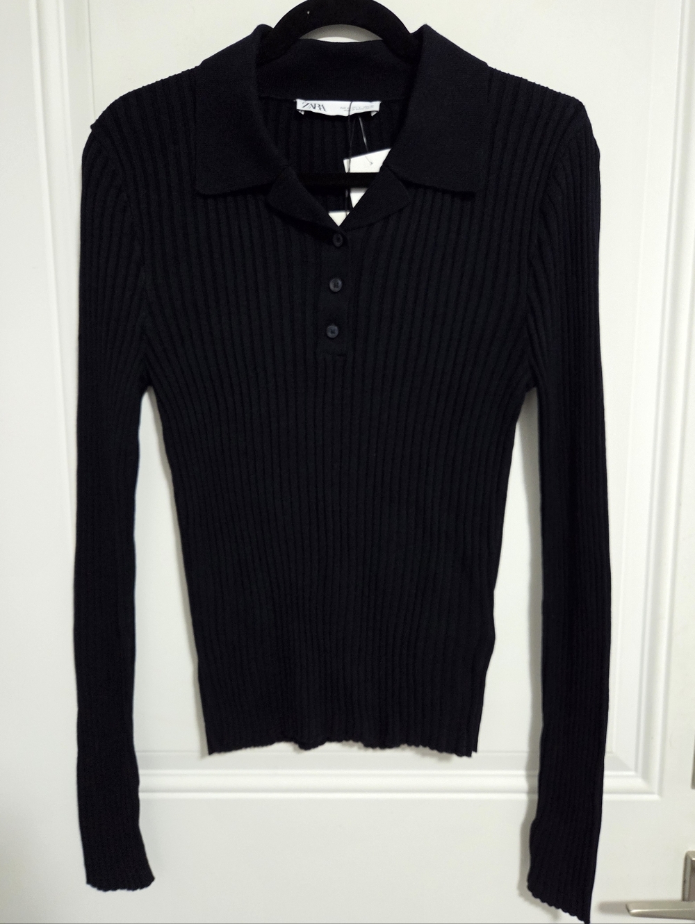 NWT - Zara Women's Ribbed Knit Polo Sweater - Size L